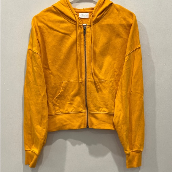 Abound Tops - Orange Abound Cropped Zip-Up Hoodie